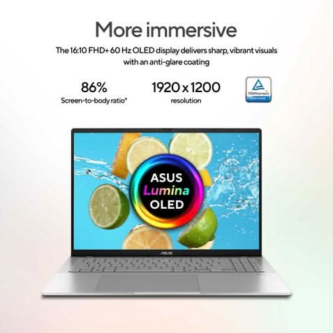 ASUS Vivobook S16 S3607AA-SH087WS, Intel Core Ultra 5 325 Series 3, 16GB RAM, 512GB SSD, Intel Graphics, 16 inch OLED FHD, Windows 11 Home, Office Home 2024, M365 Basic-1 Year Validity), AI Powered Laptop, 1 Year(s) Warranty, Silver