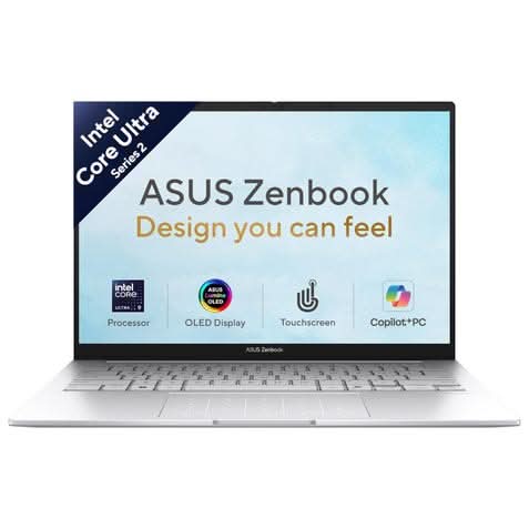 ASUS Zenbook 14 UX3405CA-QL1692WS, Intel Core Ultra 9 285H, 16GB RAM, 512GB SSD, Intel Arc Graphics, 14 inch OLED Touch FHD+, Windows 11 Home, Office Home 2024, M365 Basic-1 Year Validity, Thin and Light AI Laptop, 1 Year(s) Warranty, Silver