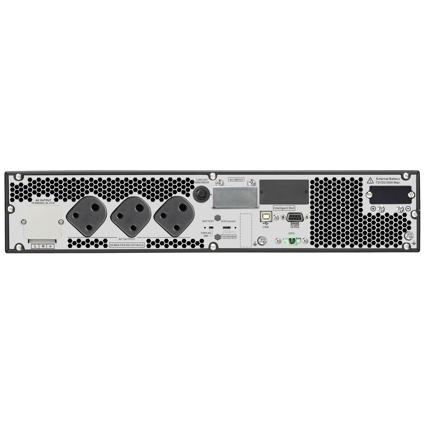 APC Easy UPS On-Line SRV2KUXI-IN - 2000VA/ 1600W | 230V | 3 India 3-pin 6A + 1x Hard wire 3-wire(1P+N+E) Outlets | Rackmount 2U | Intelligent Card Slot | Visual LCD and Audible Alarms | No battery, W/O rail kit | 2 years Warranty