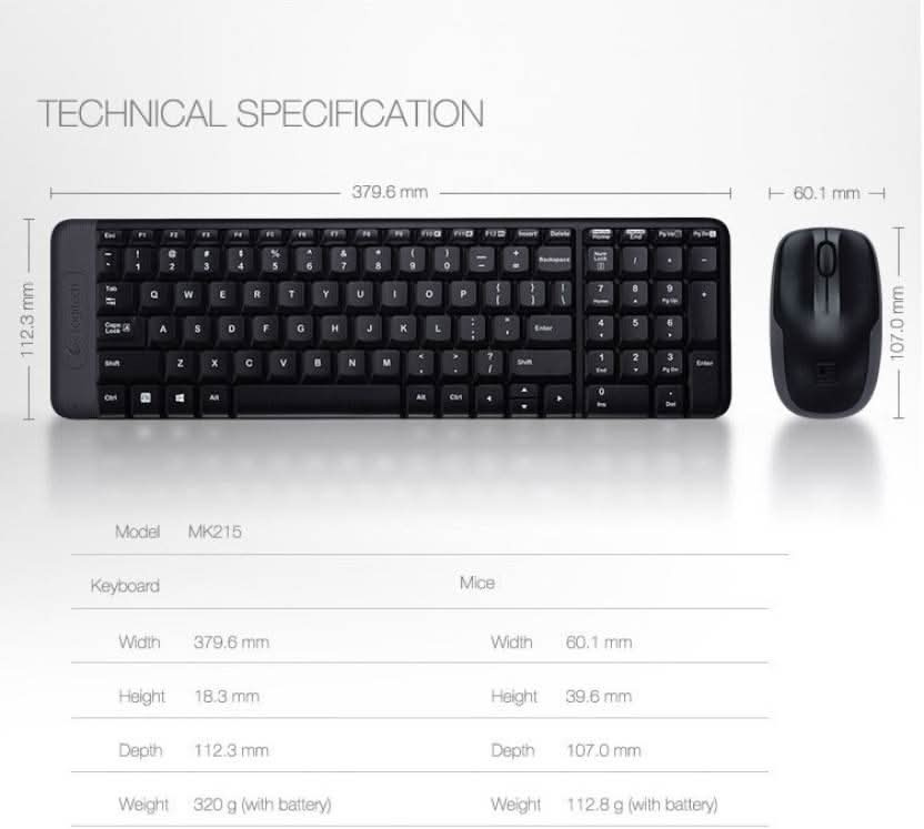 LOGITECH MK215 WIRELESS KEYBOARD AND MOUSE COMBO