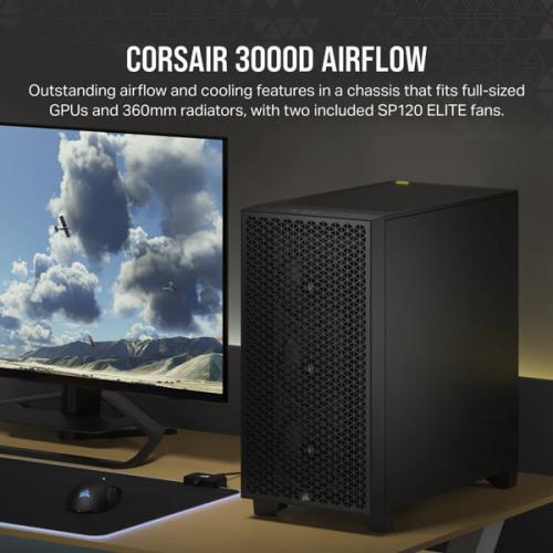 CORSAIR 3000D AIRFLOW TEMPERED GLASS MID-TOWER, BLACK