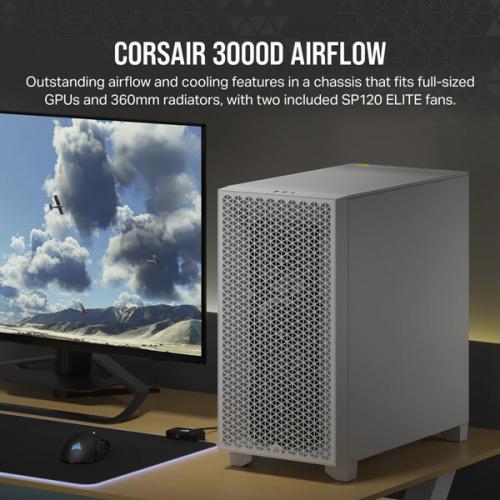 CORSAIR 3000D AIRFLOW TEMPERED GLASS MID-TOWER, WHITE