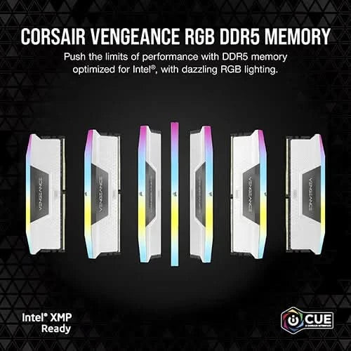 Corsair Vengeance RGB White 64GB (32GBx2) 6000MHz CL30 DDR5 RAM