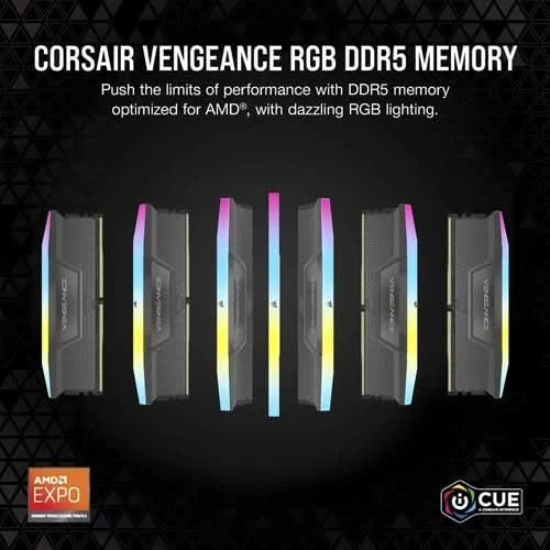 Corsair Vengeance RGB Grey 64GB (32GBx2) 6000MHz CL40 DDR5 RAM