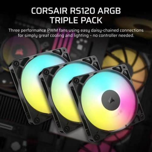 CORSAIR RS120 ARGB, 120MM ARGB FAN, TRIPLE PACK