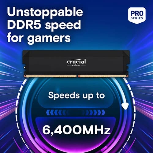 CRUCIAL PRO OC 16GB DDR5-6400 UDIMM CL38 BLACK CP16G64C38U5B