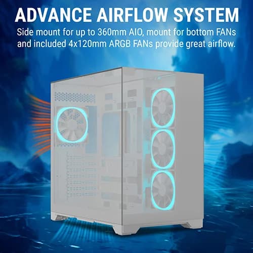 ANT ESPORTS CRYSTAL MIRROR WHITE ATX MID TOWER CASE