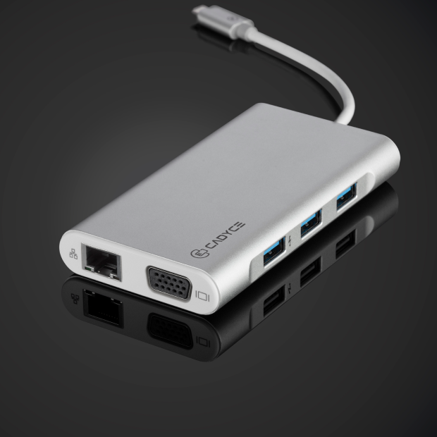 Cadyce USB-C™ to USB 3.0 Hub, Gigabit Ethernet, HDMI (4k) & VGA Adapter with PD Charging