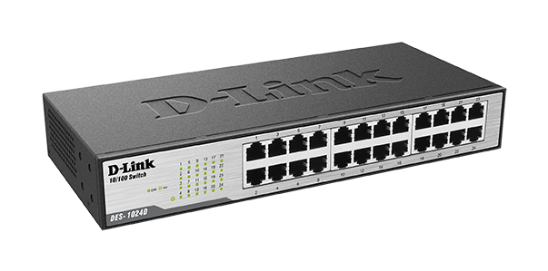 D-LINK 24-PORT FAST ETHERNET UNMANAGED DESKTOP SWITCH DES-1024D