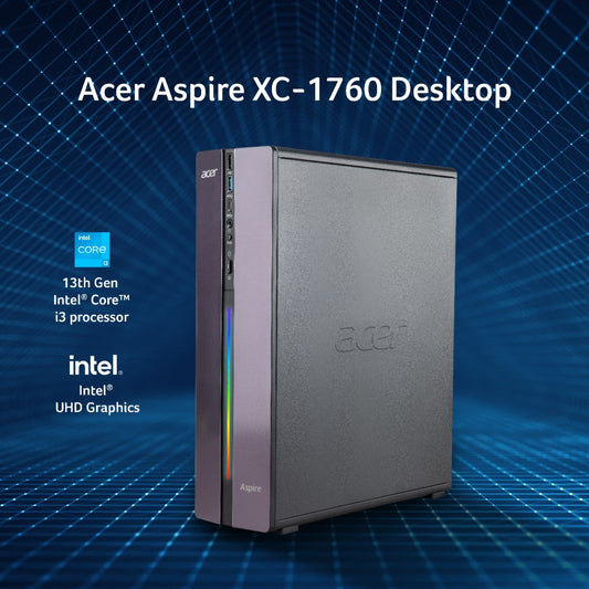 Acer Aspire XC-1760 Core i3 12100 Processor Desktop (Windows 11 Home/ 8 GB/ 512 GB SSD/Intel UHD Graphics)MSO with 54.61 cm (21.5") Display, Black