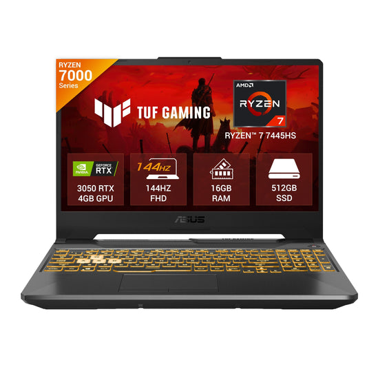 ASUS TUF GAMING A15, GAMING LAPTOP, AMD RYZEN 7 7445HS, RTX 3050 GPU (16GB/512GB/39.62 CMS (15.6) FHD/WINDOWS 11 HOME/MICROSOFT OFFICE HOME 2024 + MICROSOFT 365 BASIC) FA506NCG-HN200WS
