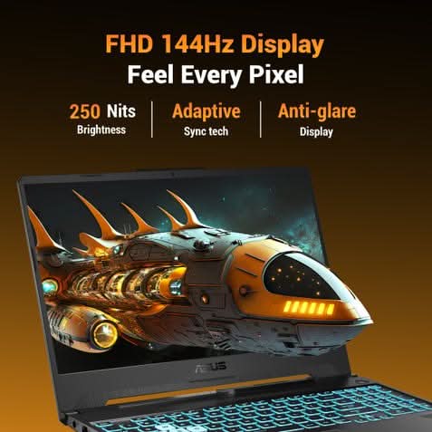 ASUS TUF Gaming A15 FA506NCG-HN448WS, AMD Ryzen 7 155, 1 6GB RAM, 1TB SSD, 15.6 inch FHD, RTX 3050 4GB,  Windows 11 Home, Office Home 2024 and M365 Basic- 1 Year Validity, Gaming Laptop, 1 Year(s) Warranty, Black