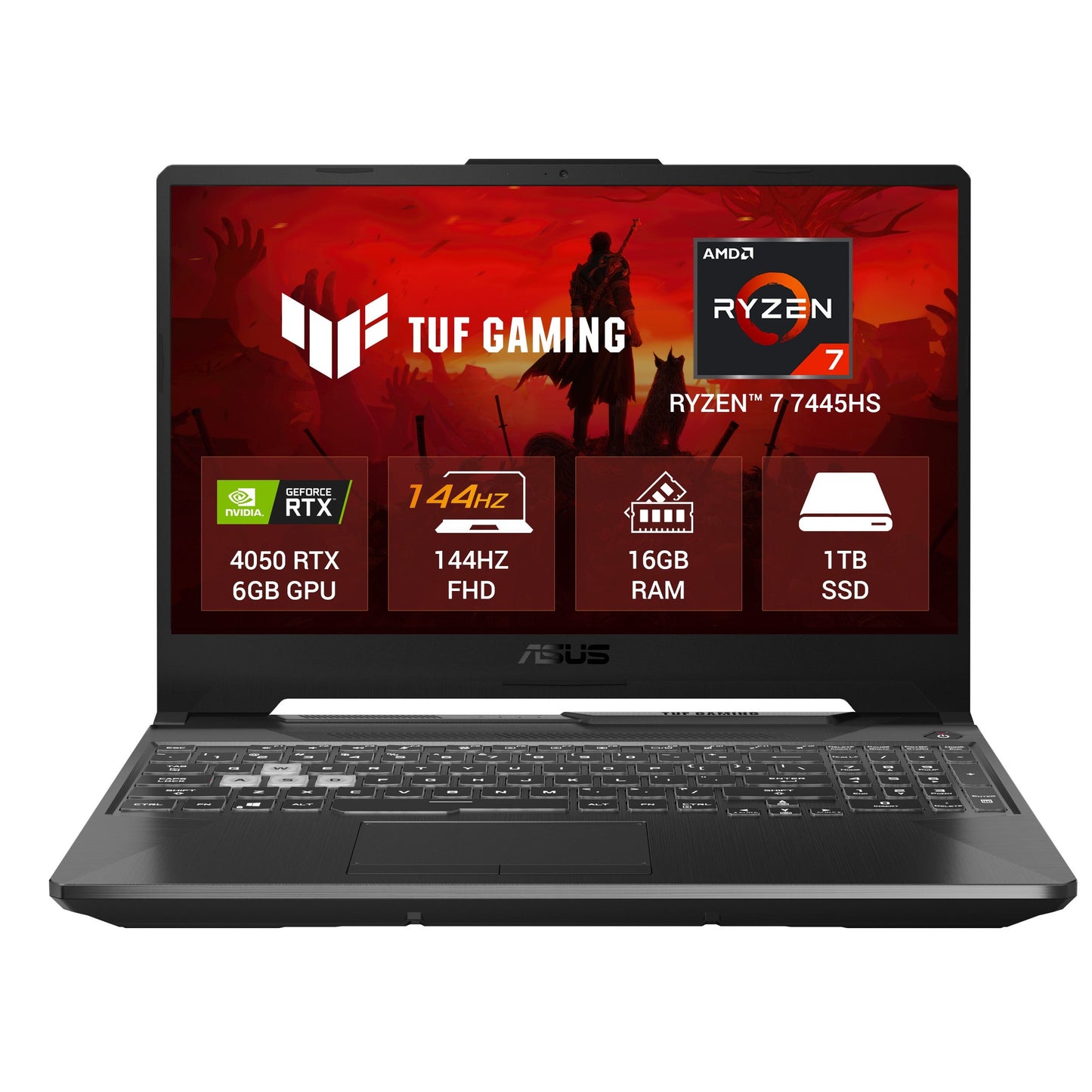 ASUS TUF A16 (2025), AMD RYZEN 7 7445HS, GAMING LAPTOP (RTX 4050-6GB/140W TGP/16GB RAM/1TB SSD/FHD+/16"/144HZ/56WHRS/WINDOWS 11/M365 BASIC (1YEAR)*/OFFICE HOME 2024/MECHA GRAY/2.2KG) FA607NUG-RL189WS