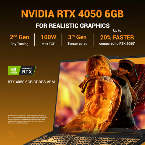ASUS TUF Gaming A16 FA607NUQ-RL208W, Ryzen 7 170, 8GB, 512GB SSD, 16 inch FHD, 6GB RTX 4050, Windows 11 Home