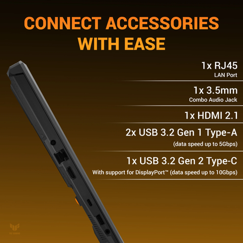ASUS TUF Gaming A16 FA607NUQ-RL208W, Ryzen 7 170, 8GB, 512GB SSD, 16 inch FHD, 6GB RTX 4050, Windows 11 Home