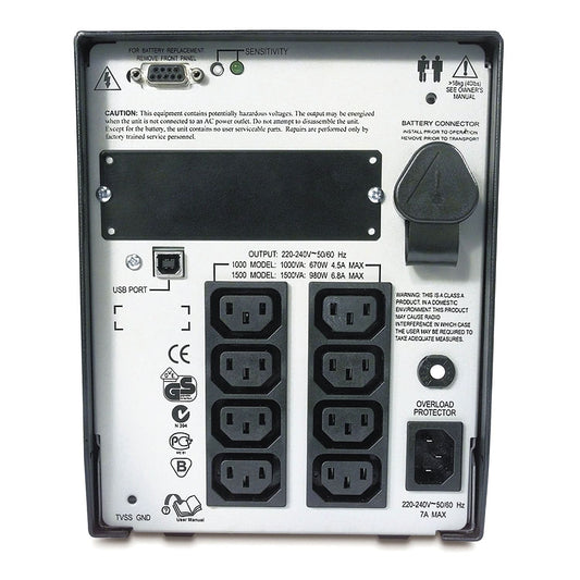 APC Smart-UPS SUA1000I-IN - 1000VA/ 670W | 230V | Visual LED and Audible Alarms | User Replacable Battery | Energy Efficient | High-Efficiency Line-Interactive UPS for Servers and Network Equipment | 1 year Warranty