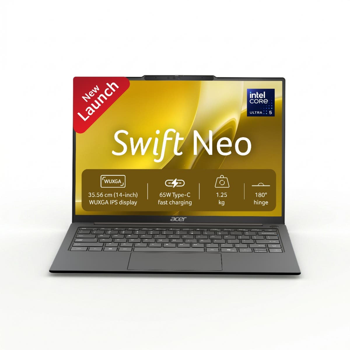 Acer Swift Neo UN.37QSI.006, Intel Core Ultra 5 125H, 16GB RAM, 512GB SSD, 14 inch, Windows 11 Home, MS Office, 1.25 kg, Steel Gray
