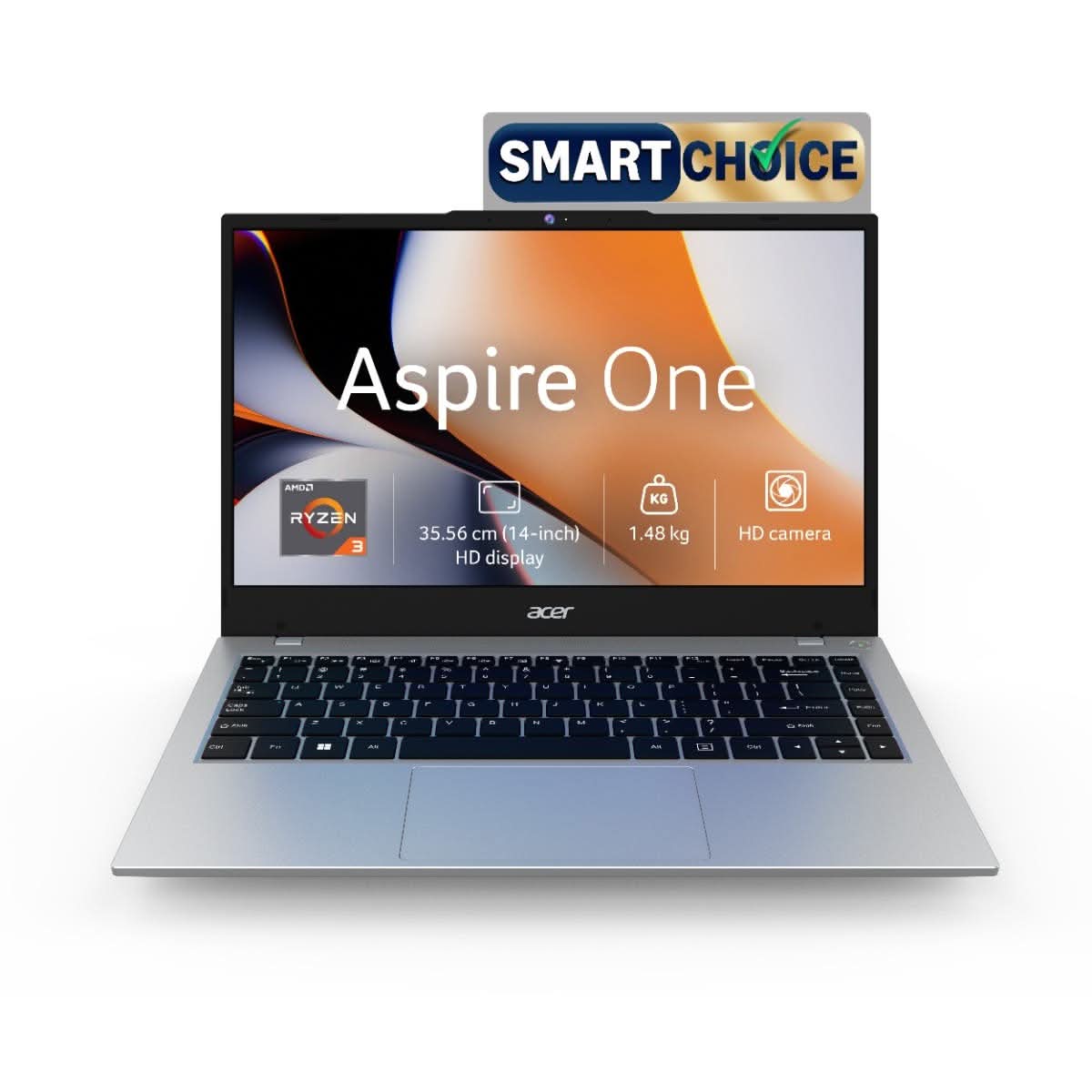 Acer Aspire One A114-43 (UN.37BSI.00E) Laptop, AMD Ryzen 3 7320U, 8GB RAM, 256GB SSD, 14 Inch FHD Display, Windows 11, Silver