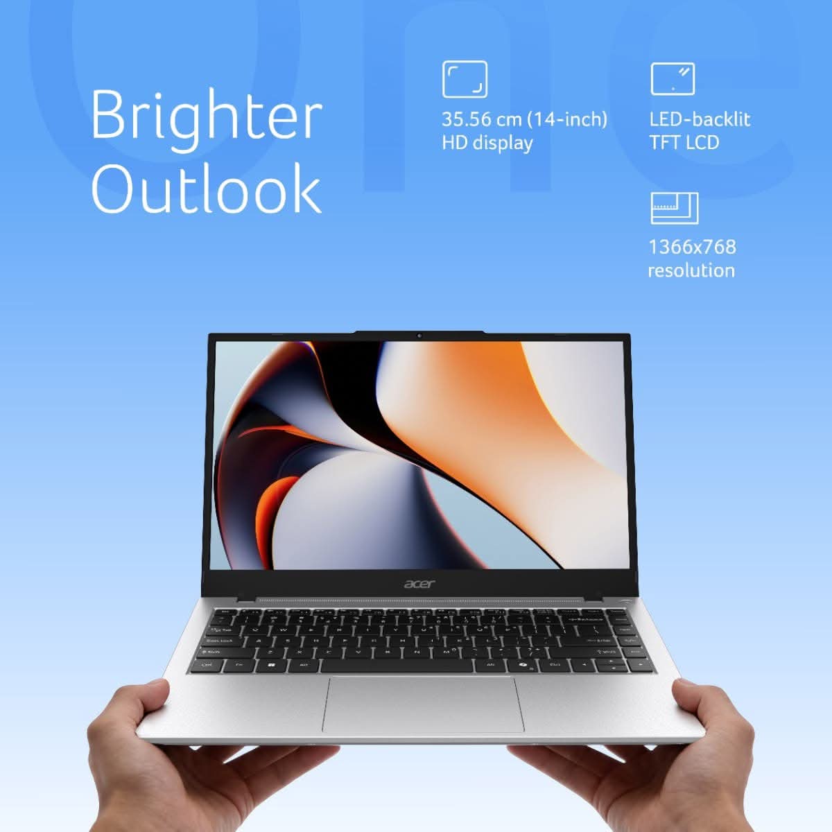 Acer Aspire One A114-43 (UN.37BSI.00E) Laptop, AMD Ryzen 3 7320U, 8GB RAM, 256GB SSD, 14 Inch FHD Display, Windows 11, Silver