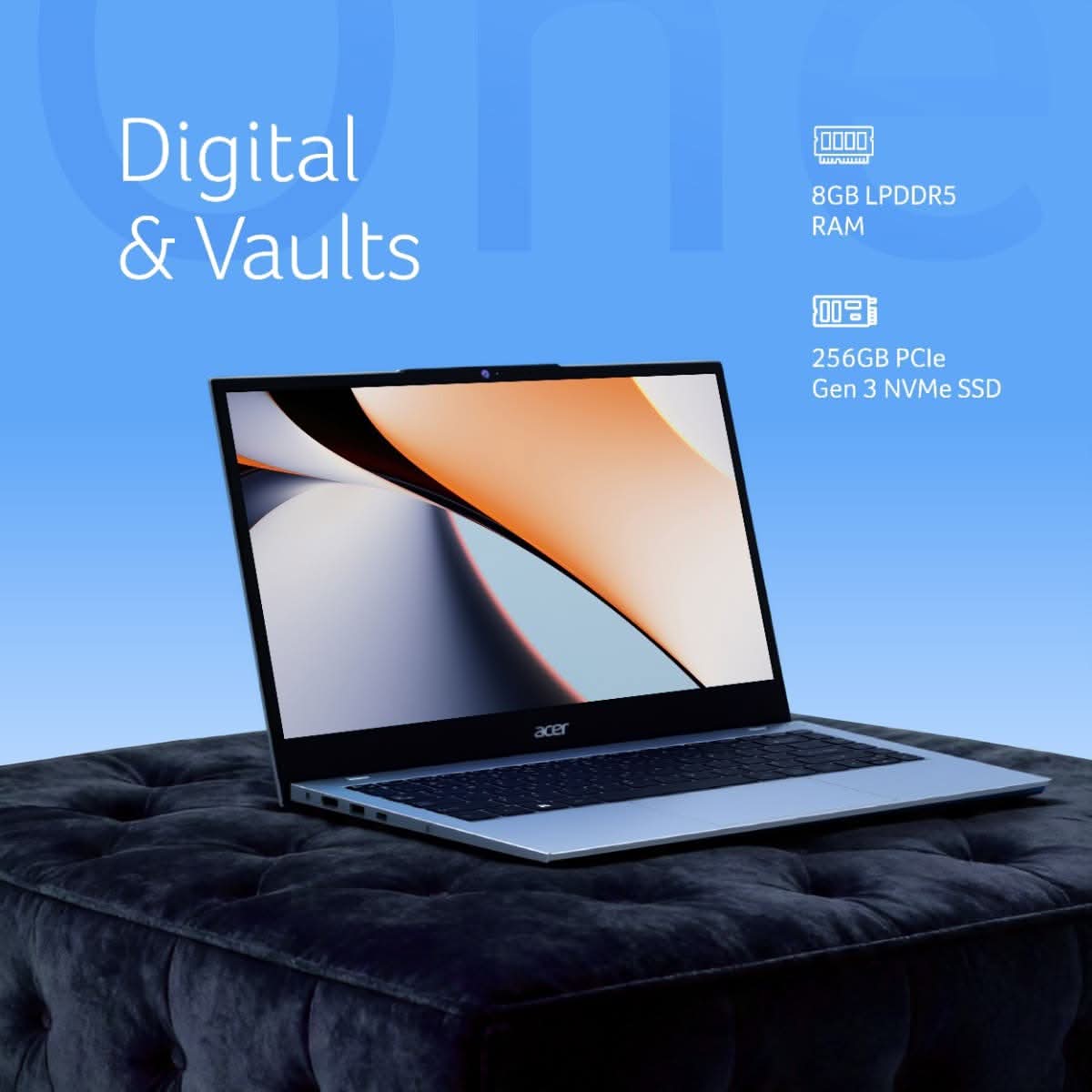 Acer One 14 AMD Ryzen 3 Quad Core 7320U, 8 GB, 256 GB SSD, Windows 11 Home, A114-43 Thin and Light Laptop (14 Inch, Silver, 1.5 Kg)