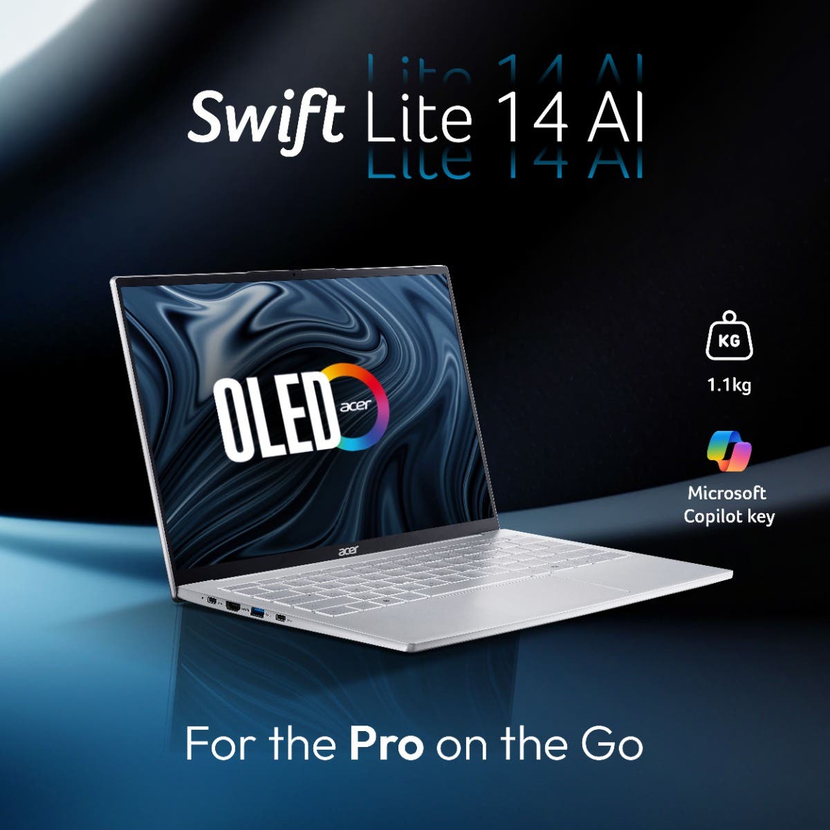 ACER SWIFT LITE 14, INTEL CORE ULTRA 5 115U PROCESSOR, 16 GB/512 GB, WUXGA OLED, 14.0"/35.56 CM, WIN 11 HOME, MSO, LIGHT SILVER, 1.1 KG, SFL14-54M, BACKLIT KEYBOARD, PREMIUM THIN AND LIGHT LAPTOP NX.D2GSI.001