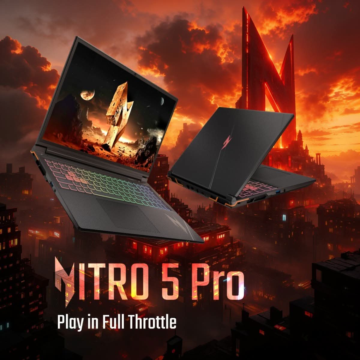 Acer NITRO 5 PRO, Gaming Laptop, Intel Core i7 14650HX, NVIDIA GeForce RTX 5050 - 8 GB GDDR7, 16 GB RAM, 1 TB SSD, FHD 16 Inch/40.64 cm, 165Hz, Windows 11 Home and MS Office, Dark Grey, Backlight Keyboard, 2.5kg, AN5P16-74G2