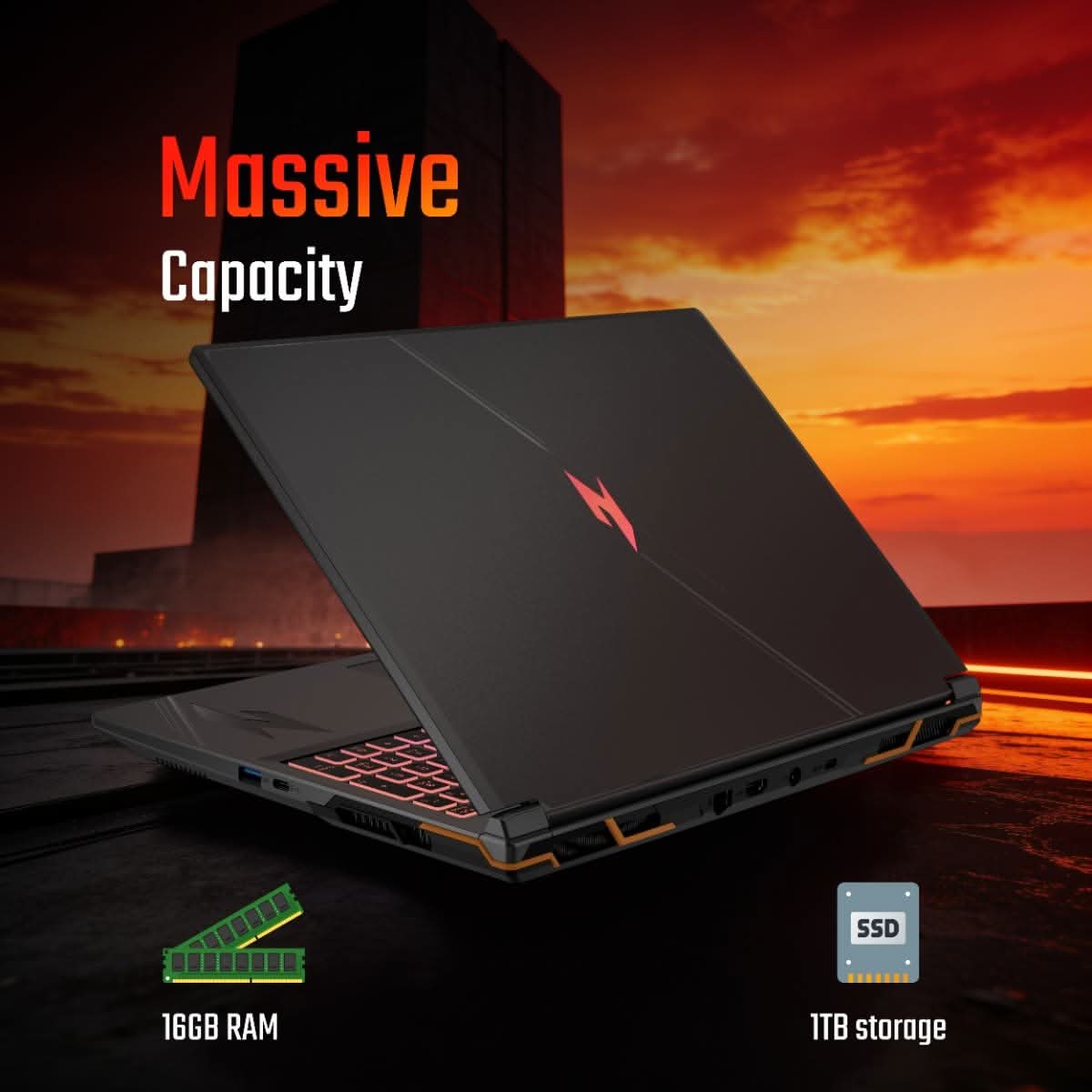 Acer NITRO 5 PRO, Gaming Laptop, Intel Core i7 14650HX, NVIDIA GeForce RTX 5050 - 8 GB GDDR7, 16 GB RAM, 1 TB SSD, FHD 16 Inch/40.64 cm, 165Hz, Windows 11 Home and MS Office, Dark Grey, Backlight Keyboard, 2.5kg, AN5P16-74G2