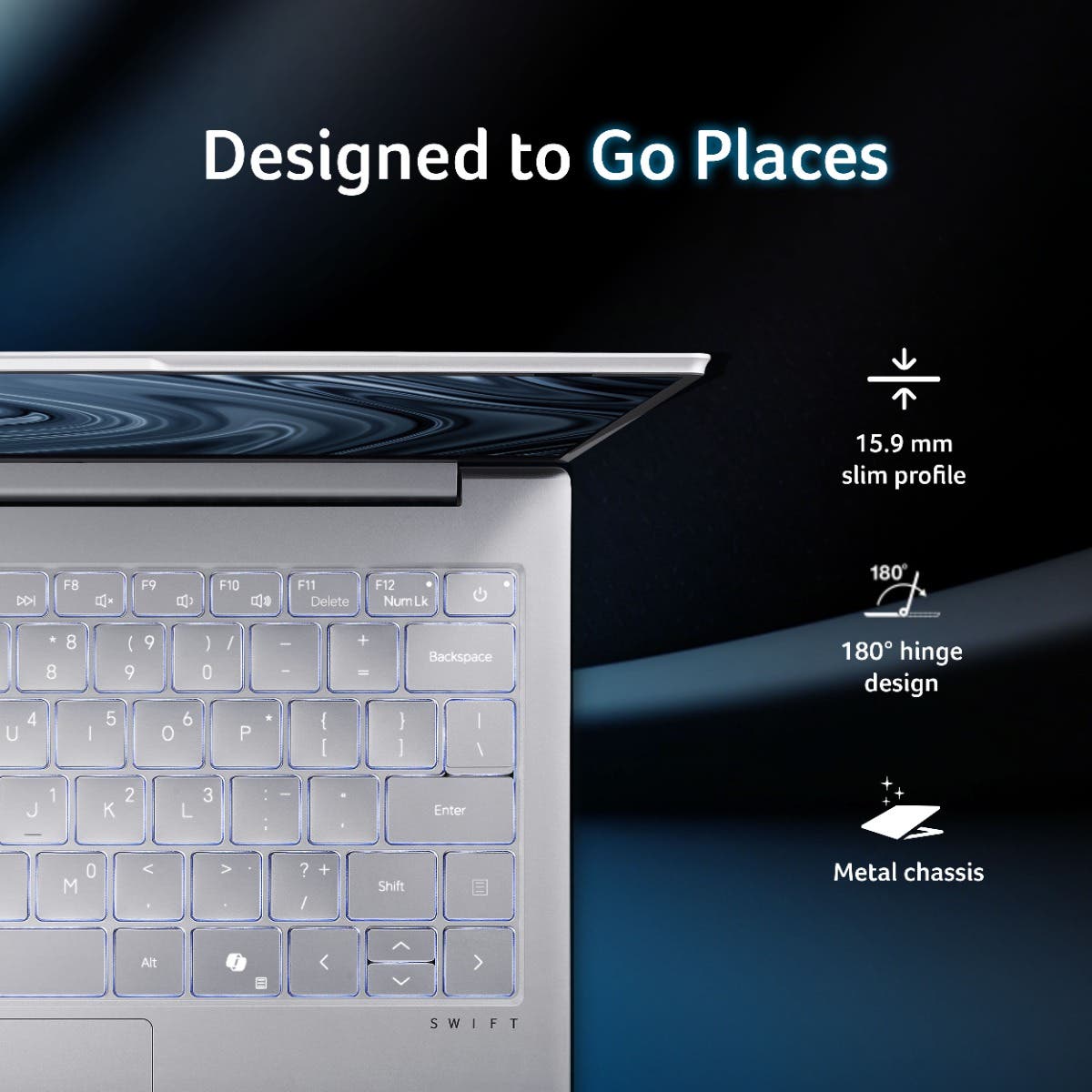 ACER SWIFT LITE 14, INTEL CORE ULTRA 5 115U PROCESSOR, 16 GB/512 GB, WUXGA OLED, 14.0"/35.56 CM, WIN 11 HOME, MSO, LIGHT SILVER, 1.1 KG, SFL14-54M, BACKLIT KEYBOARD, PREMIUM THIN AND LIGHT LAPTOP NX.D2GSI.001