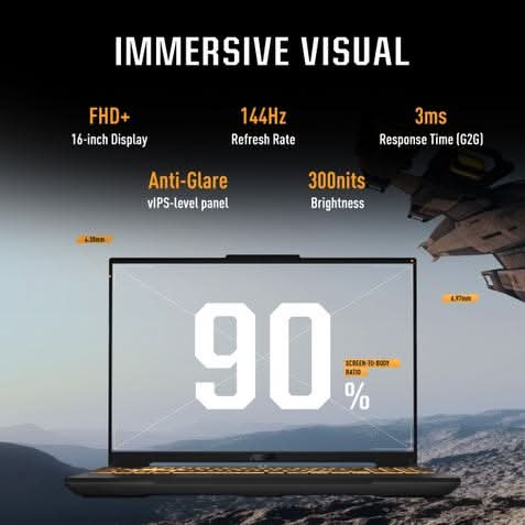 ASUS TUF Gaming F16, Gaming Laptop, Intel Core 5 Processor 210H, RTX 3050 GPU (16GB/1TB/40.64 cms (16) FHD+/Windows 11 Home/Microsoft Office Home 2024 + Microsoft 365 Basic) FX607VJB-RL215WS