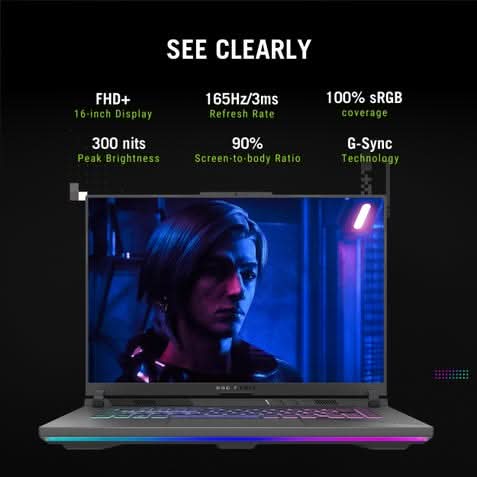 ASUS ROG Strix G16, Gaming Laptop, AMD Ryzen 9 8940HX, 16GB, 1TB, RTX 5050 GPU, 40.64 cms 16 Inch FHD Plus, Windows 11 Home, Office Home 2024 and M365 Basic 1 Year Validity G614PH-RV073WS