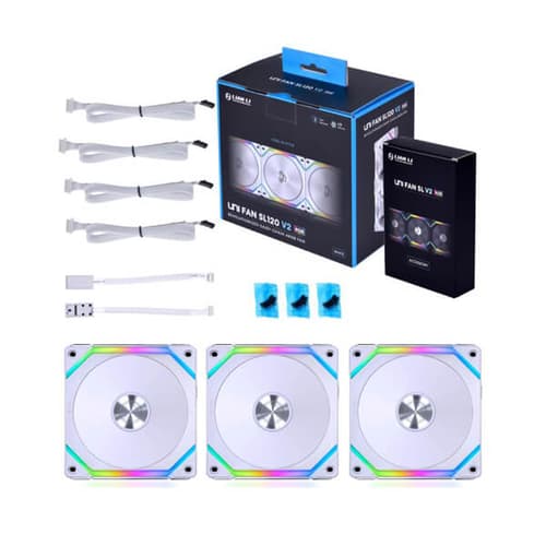 LIAN LI UNIFAN SL120 V2 ARGB CABINET FAN TRIPLE PACK WHITE