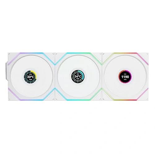 Lian Li UNI Fan TL Wireless LCD ARGB 120mm White Cabinet Fan, Triple Pack