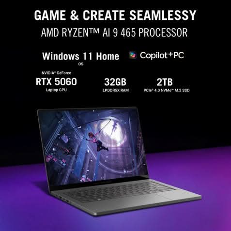 ASUS ROG Zephyrus G14 GA403GM-SY132WS, AMD Ryzen AI 9 465, 32GB RAM, 2TB SSD, RTX 5060 GPU, 14 inch 3K resolution, Windows 11 Home, Microsoft Office Home 2024, Microsoft 365 Basic, Gaming Laptop, 1 Year(s) Warranty, GREY