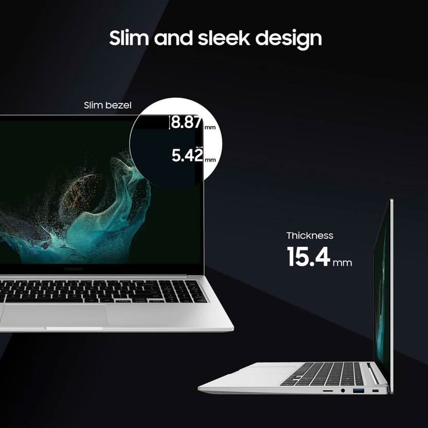 Samsung Galaxy Book2 Intel Core i5 12th Gen 1240P - (8 GB/512 GB SSD/Windows 11 Home/4 GB Graphics) NP750XEE-XB1IN Thin and Light Laptop (15.6 Inch, Silver, 1.6 kg, With MS Office)