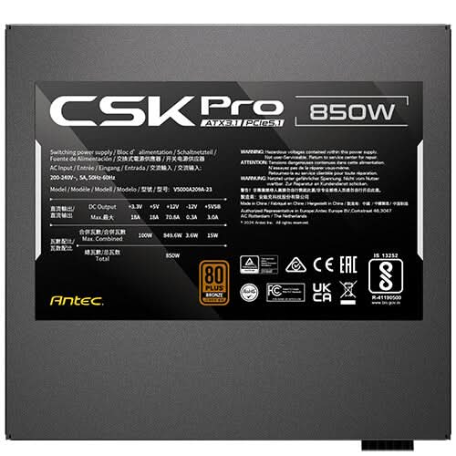 ANTEC CSK850 PRO ATX 3.1 80 Plus Bronze Semi-Modular SMPS