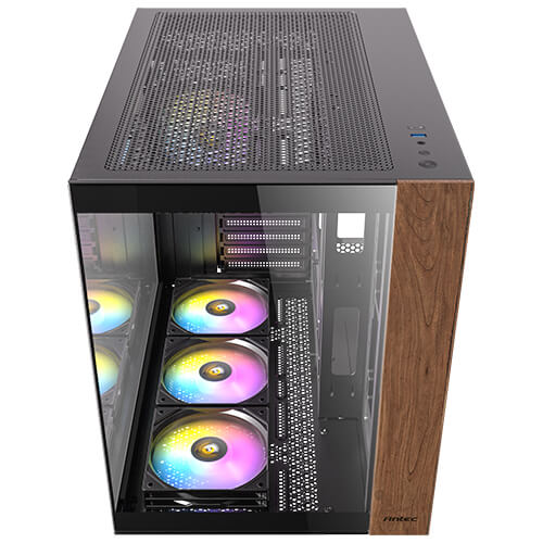 Antec CX800 Wood ARGB Mid Tower Tempered Glass PC Gaming Case (Black)