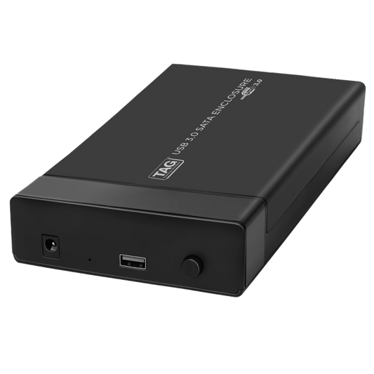 TAG 3.5 Inch SATA HDD Enclosure, USB 3.0, Up to 5Gbps, Supports Up to 16TB, 12V Power Adapter, Black