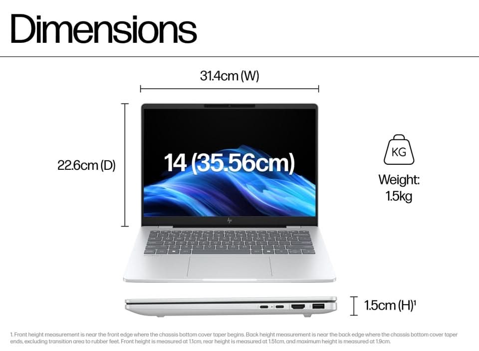 HP OmniBook 7 Laptop AI 14-FR0116TU, Intel Core Ultra 7 - 255H, Windows 11 Home, 32 GB RAM, 1 TB SSD, 14 inch, 3K OLED, 120 Hz, 1.41 kg, Silver