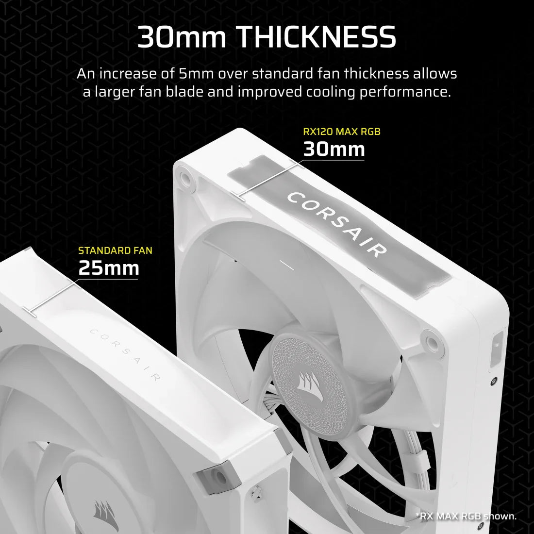 CORSAIR RX MAX RGB SERIES, ICUE LINK RX120 MAX RGB WHITE, 120MM RGB FAN, SINGLE FAN