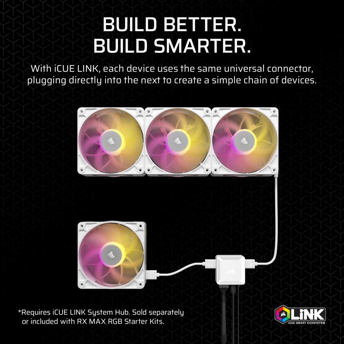 CORSAIR RX MAX RGB SERIES, ICUE LINK RX120 MAX RGB WHITE, 120MM RGB FAN, SINGLE FAN