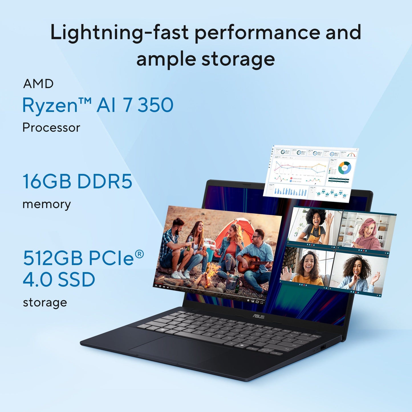 ASUS VIVOBOOK 14, AMD AI POWERED LAPTOP, AMD RYZEN AI 7 350 (16GB/512GB/AMD RADEON GRAPHICS/35.56 CMS (14) WUXGA/WINDOWS 11 HOME/OFFICE HOME 2024 + M365 BASIC (1 YEAR VALIDITY) M1407KA-LY112WS