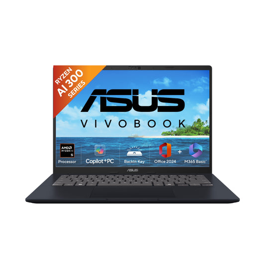 ASUS VIVOBOOK 14, SMARTCHOICE, AMD RYZEN AI 5 330, 16GB RAM, 512GB SSD,FHD+ 14", WIN11,OFFICE HOME 2024, M365 BASIC (1YEAR), QUIET BLUE, 1.46KG, M1407KA-LY132WS