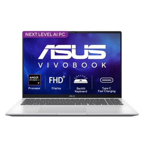 ASUS Vivobook 16 M1607GA-MB029WS (AMD Ryzen AI 7 445, 16GB, 512GB SSD, AMD Radeon Graphics, 16 inch FHD Plus, Windows 11 Home, Office Home 2024 with M365 Basic, 1 Year, Silver