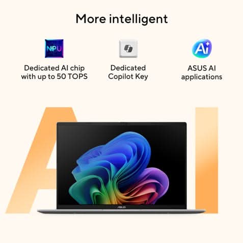 ASUS Vivobook 16 M1607GA-MB029WS (AMD Ryzen AI 7 445, 16GB, 512GB SSD, AMD Radeon Graphics, 16 inch FHD Plus, Windows 11 Home, Office Home 2024 with M365 Basic, 1 Year, Silver