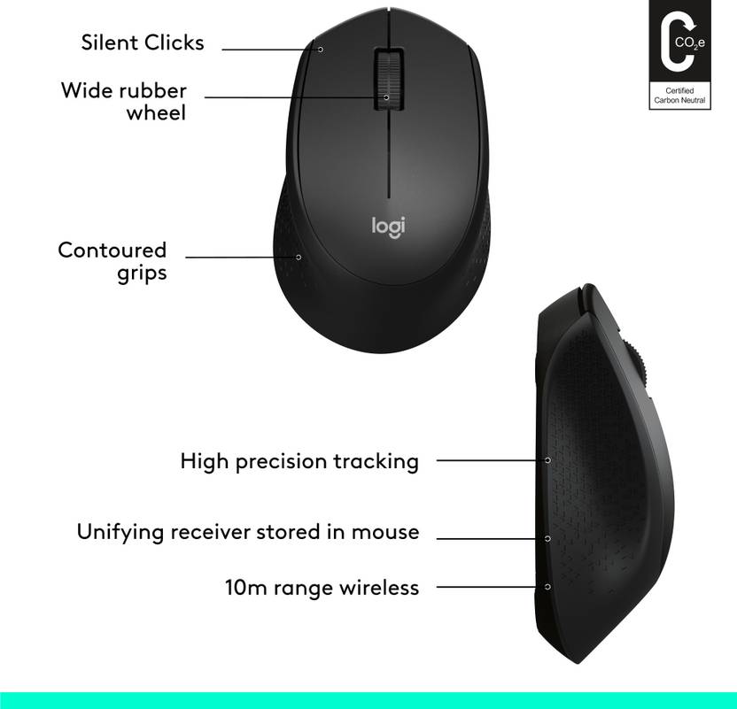 LOGITECH M330 WIRELESS BLACK MOUSE