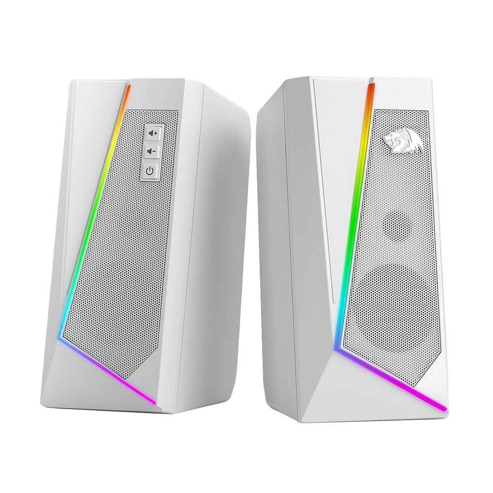 REDRAGON ANVIL GS520 - RGB 2.0 Channel Gaming Wired Desktop Speakers (White)
