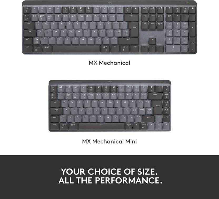 LOGITECH MX KEYS MECHANICAL WIRELESS MULTI-DEVICE KEYBOARD (BLACK, DARK GREY)