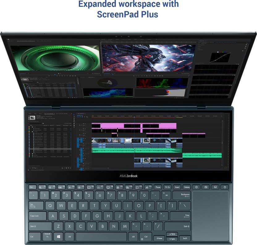 ASUS ZENBOOK PRO DUO 15 OLED TOUCHSCREEN INTEL H-SERIES INTEL CORE I7 10TH GEN 10870H - (32 GB/1 TB SSD/WINDOWS 10 HOME/8 GB GRAPHICS/INTEL INTEGRATED UHD) UX582LR-H701TS CREATOR LAPTOP  (15.6 INCH, CELESTIAL BLUE, 2.34 KG, WITH MS OFFICE)