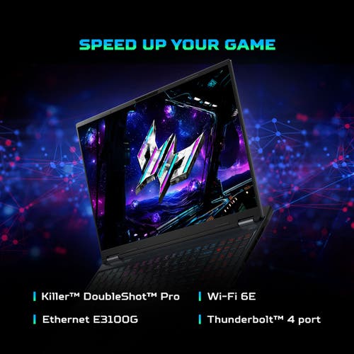 Acer Predator Helios Neo 16S AI Ultra 7 processor 255HX 16 GB DDR5 6400MHz Memory 1024GB PCIe NVMe SED SSD RTX 5060 8G-GDDR7 (4C*512*8*4) 28Gbps 16" OLED 240Hz DCI-P3 100% DDS W11 Abyssal Black