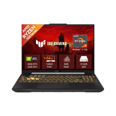 ASUS TUF Gaming A16 FA607NUQ-RL208W, Ryzen 7 170, 8GB, 512GB SSD, 16 inch FHD, 6GB RTX 4050, Windows 11 Home